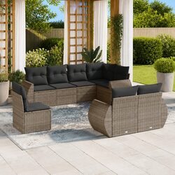 Outdoor Sectional Sofa Set 8 Piece Garden Furniture Grey Modular Seating with