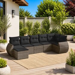 Outdoor Sectional Sofa Set 7 Piece Grey Garden Furniture Patio Seating with