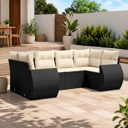 Outdoor Sectional Sofa Set 6 Piece Garden Furniture Black Modular Patio Seating