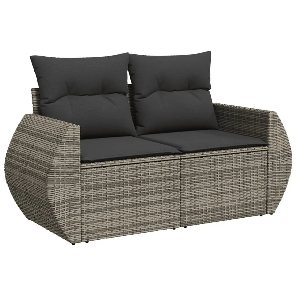 9 Piece Outdoor Sectional Sofa Set Modular Grey PE Rattan with Cushions