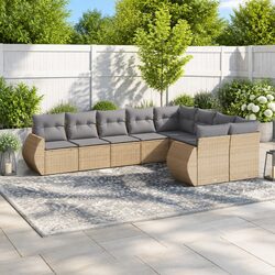 Outdoor Sectional Sofa Set 9 Piece Garden Furniture Patio Seating with Cushions