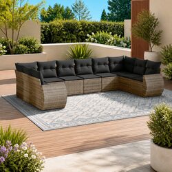 10 Piece Outdoor Garden Sofa Set Grey Modular Sectional Seating with Cushions