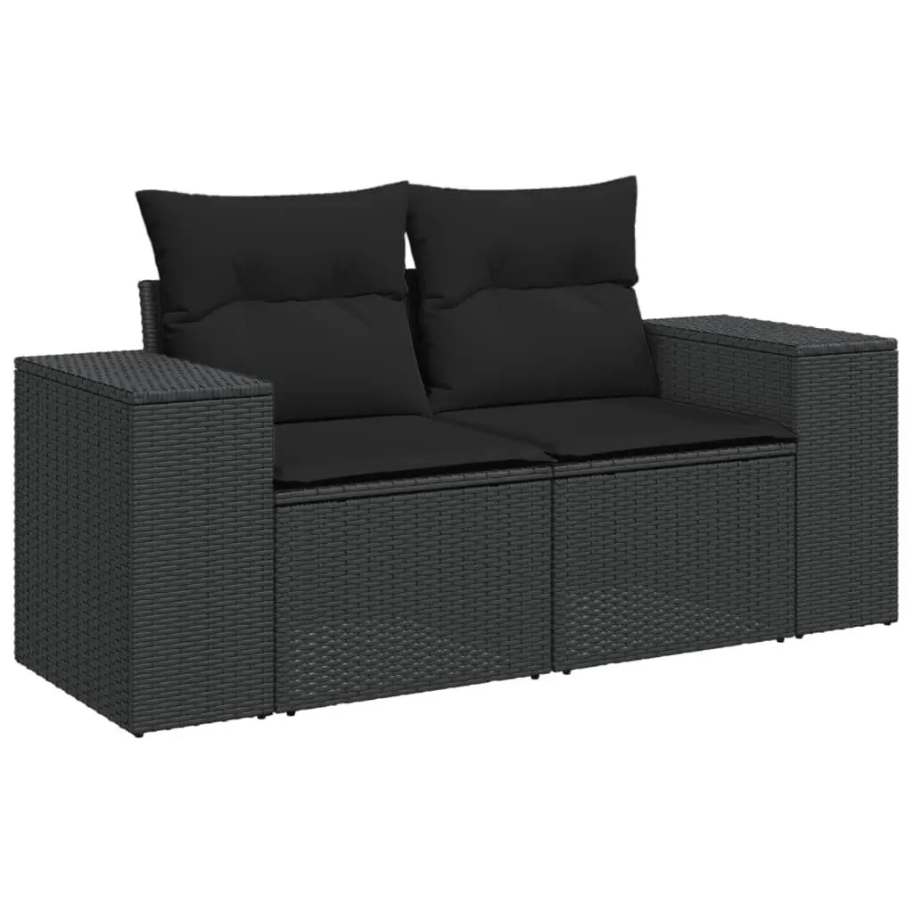 4 Piece Outdoor Sectional Sofa Set Black Garden Seating with Cushions Patio