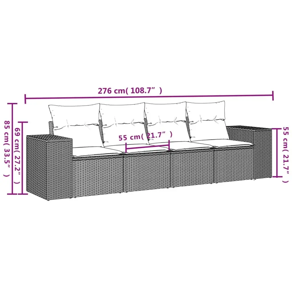4 Piece Outdoor Sectional Sofa Set Black Garden Seating with Cushions Patio