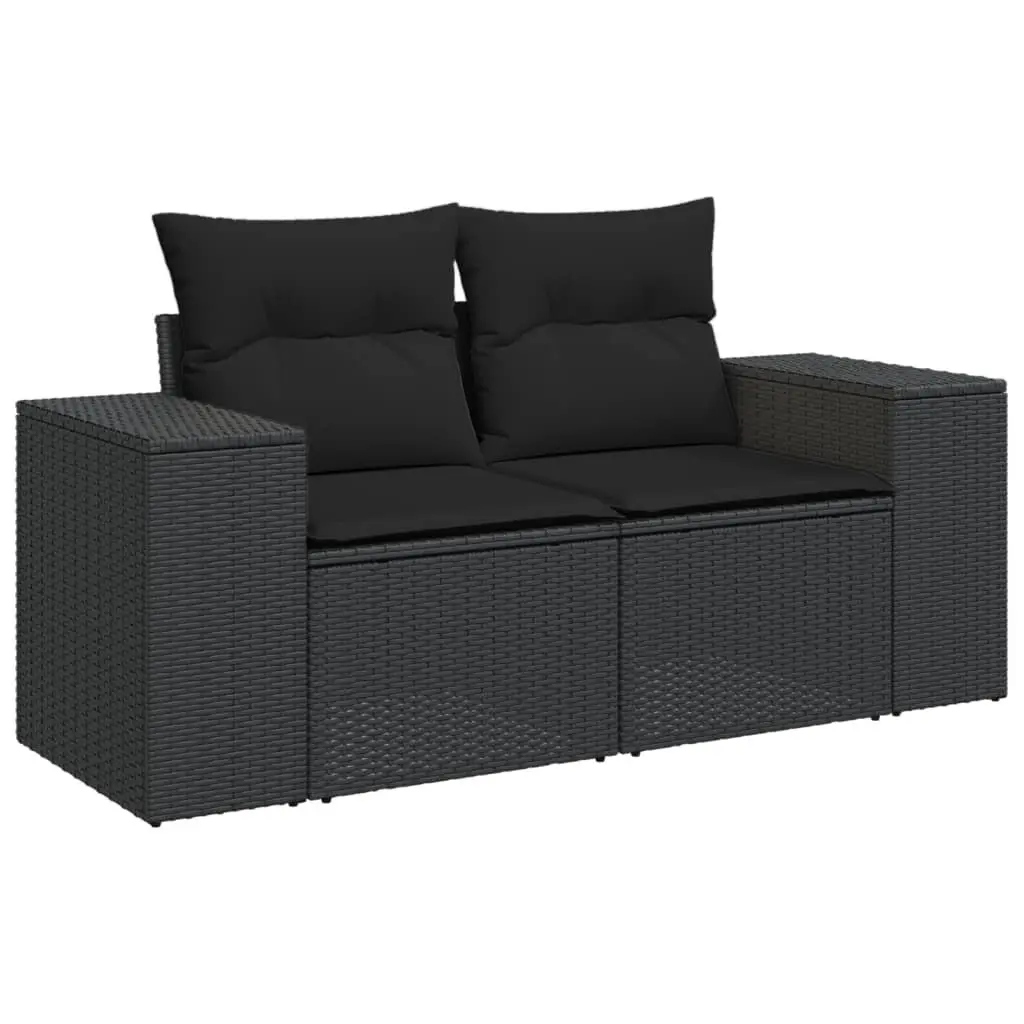 Outdoor Garden Sofa Set 6 Piece Sectional Patio Seating with Cushions Black