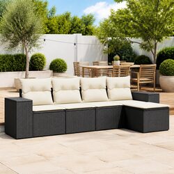 Outdoor Sectional Sofa Set 5 Piece Garden Furniture Patio Seating Black with