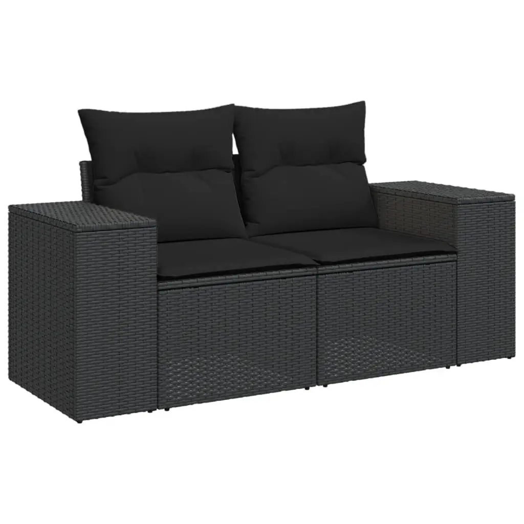 4 Piece Outdoor Sectional Sofa Set Black Garden Furniture with Removable