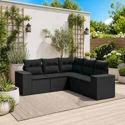 Garden Sofa Set 5 Piece Outdoor Furniture Patio Seating Black Rattan with