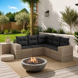 Garden Sofa Set 5 Piece Outdoor Furniture Patio Seating Grey with Cushions
