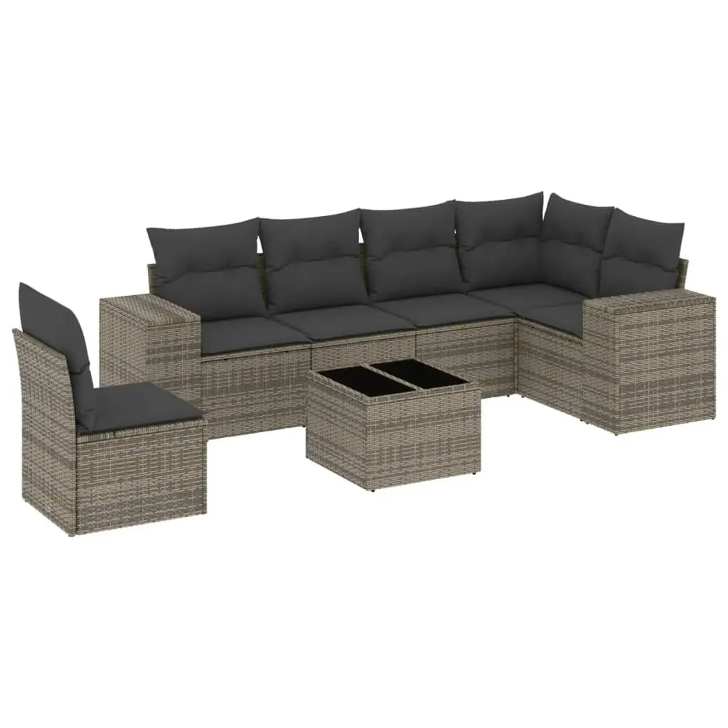 Garden Sofa Set Modular 7 Piece Grey Poly Rattan Furniture Outdoor Patio Lounge
