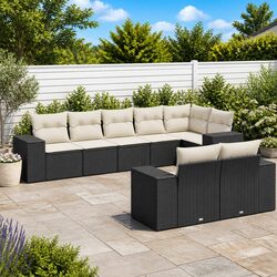 Garden Sofa Set 8 Piece Outdoor Furniture Patio Rattan Cushions Black Modular