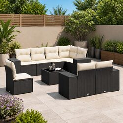 Garden Sofa Set 9 Piece Outdoor Furniture Patio Seating with Cushions Black