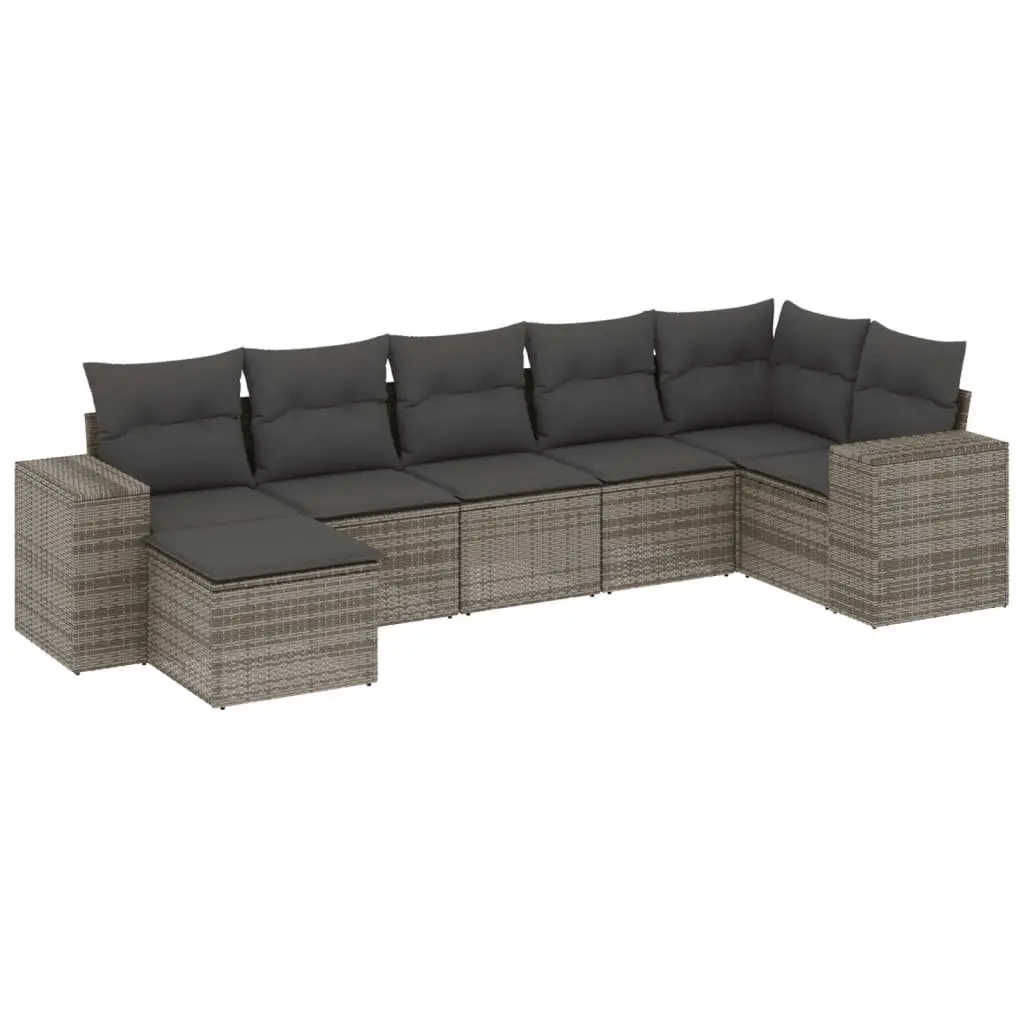 7 Piece Garden Sofa Set Outdoor Furniture Patio Lounge Seating Grey Cushions