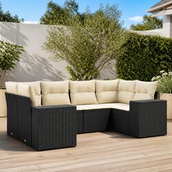 Garden Sofa Set 6 Piece Outdoor Furniture Patio Lounge Black Rattan with