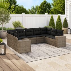 Garden Sofa Set 9 Piece Outdoor Furniture Patio Lounge Sectional with Cushions