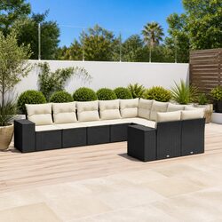 Garden Sofa Set 9 Piece Outdoor Furniture Patio Lounge with Cushions Black
