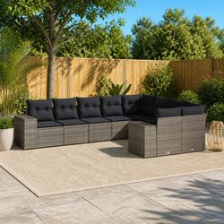 Garden Sofa Set 9 Piece Outdoor Furniture Patio Lounge Grey Modular Cushioned