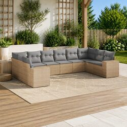 Outdoor Garden Sofa Set 10 Piece Modular Patio Furniture with Cushions Beige
