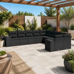 Garden Sofa Set 10 Piece Outdoor Furniture Patio Seating Modular Black with