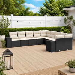 Garden Sofa Set 10 Piece Outdoor Furniture Patio Seating Black with Cushions