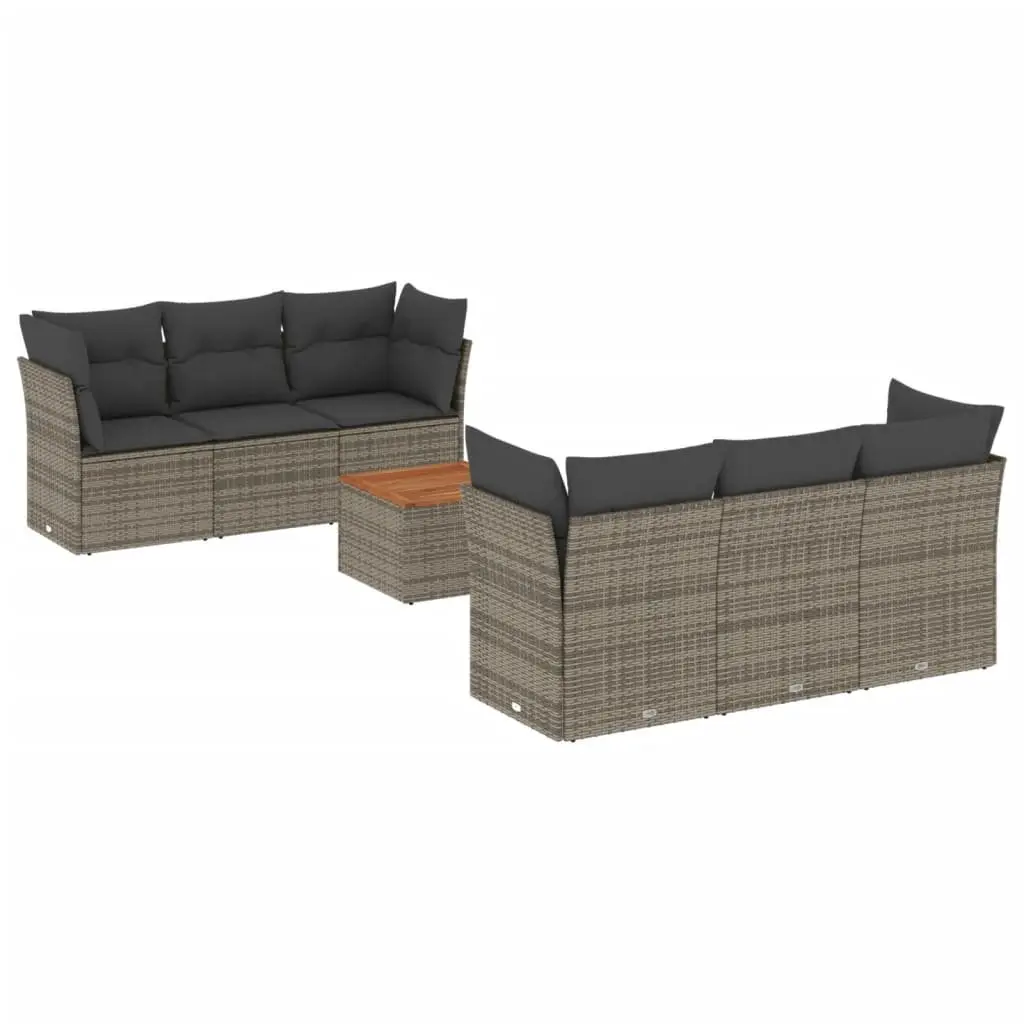 7 Piece Garden Sofa Set Outdoor Patio Furniture Grey Rattan Cushions Table