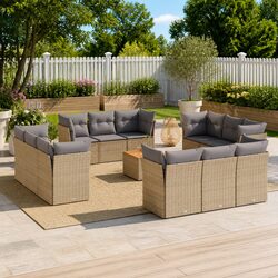 13 Piece Garden Sofa Set Outdoor Furniture Beige Patio Lounge with Cushions