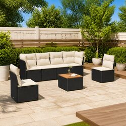 Outdoor Garden Sofa Set 7 Piece Patio Furniture with Cushions Black