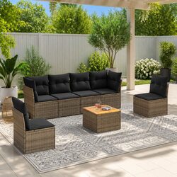 Garden Sofa Set 7 Piece Outdoor Furniture Grey Modular Patio Seating with