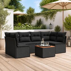 7 Piece Garden Sofa Set Outdoor Patio Furniture with Cushions Black