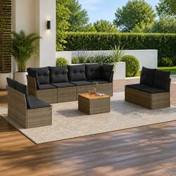 9 Piece Garden Sofa Set Outdoor Furniture Patio Lounge Grey with Cushions
