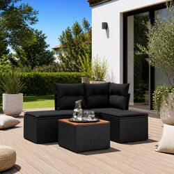 5 Piece Garden Sofa Set Outdoor Furniture Patio Lounge with Cushions Black