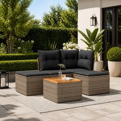 Garden Sofa Set 5 Piece Outdoor Furniture Patio Sectional with Cushions Grey