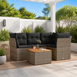 Garden Sofa Set 5 Piece Outdoor Furniture Patio Lounge Grey Poly Rattan Modular