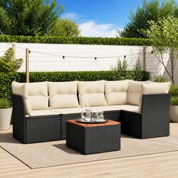 Garden Sofa Set 6 Piece Outdoor Furniture Patio Sectional with Cushions Black