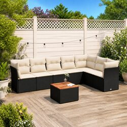Garden Sofa Set 8 Piece Outdoor Furniture Patio Lounge with Cushions Black