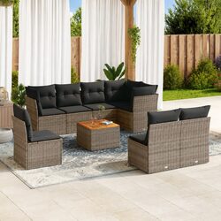 Garden Sofa Set 9 Piece Outdoor Furniture Patio Lounge Grey with Cushions