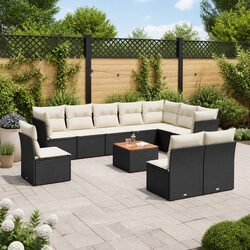Garden Sofa Set 11 Piece Outdoor Furniture Patio Lounge with Cushions Black