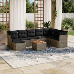 Garden Sofa Set 9 Piece Outdoor Furniture Patio Lounge Grey Rattan Modular