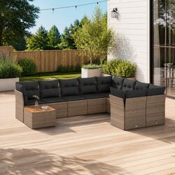 Garden Sofa Set 10 Piece Outdoor Furniture Patio Seating Grey Cushions Modular