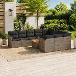 Garden Sofa Set 11 Piece Outdoor Furniture Grey Poly Rattan Modular with