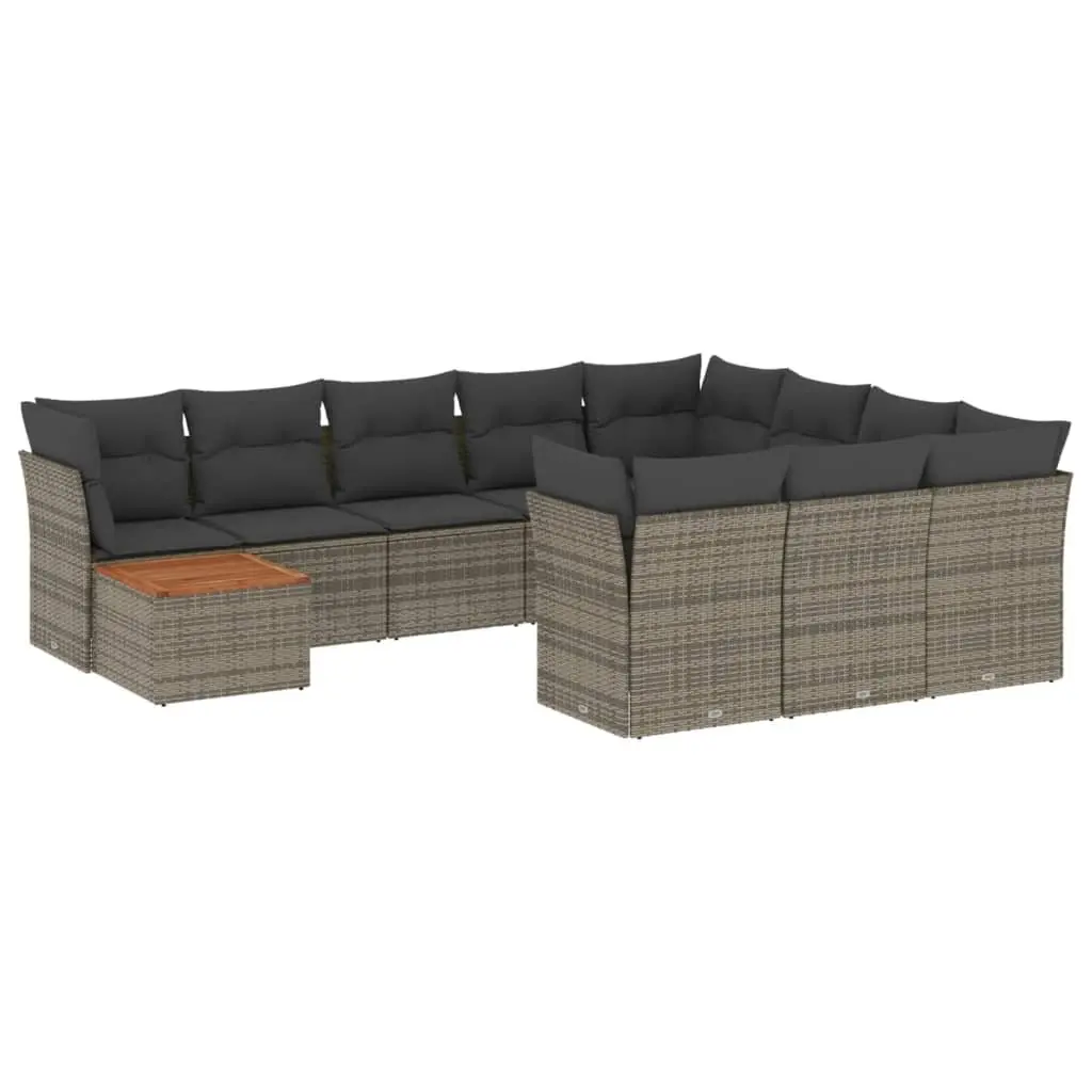 11 Piece Garden Sofa Set Grey Outdoor Furniture Patio Sectional with Cushions