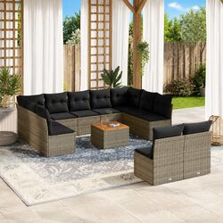 Garden Sofa Set 12 Piece Grey Outdoor Furniture Modular Patio Rattan Sectional