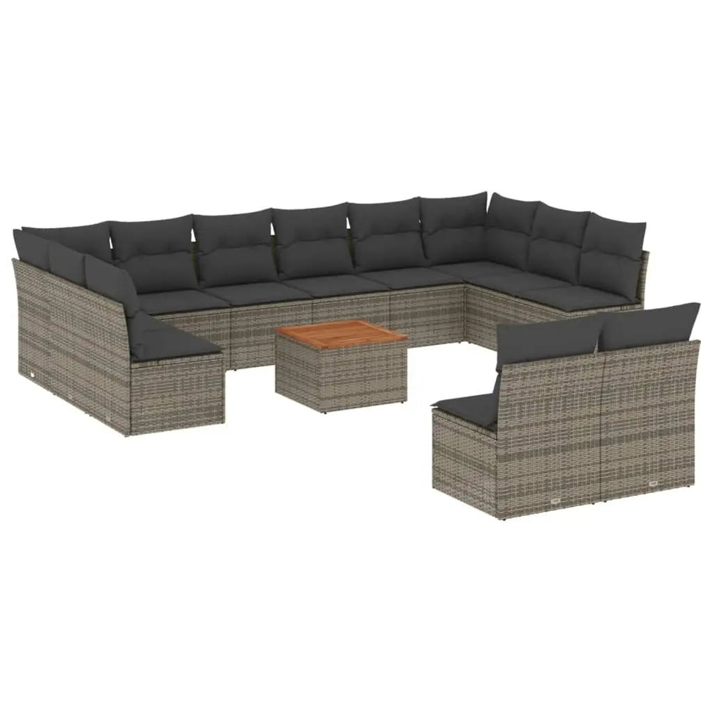 13 Piece Garden Sofa Set Grey Poly Rattan Outdoor Furniture Modular Patio Lounge