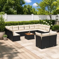 Garden Sofa Set 13 Piece Outdoor Furniture Patio Black Modular Seating with