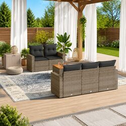 Garden Sofa Set 6 Piece Outdoor Furniture with Cushions Grey Patio Seating