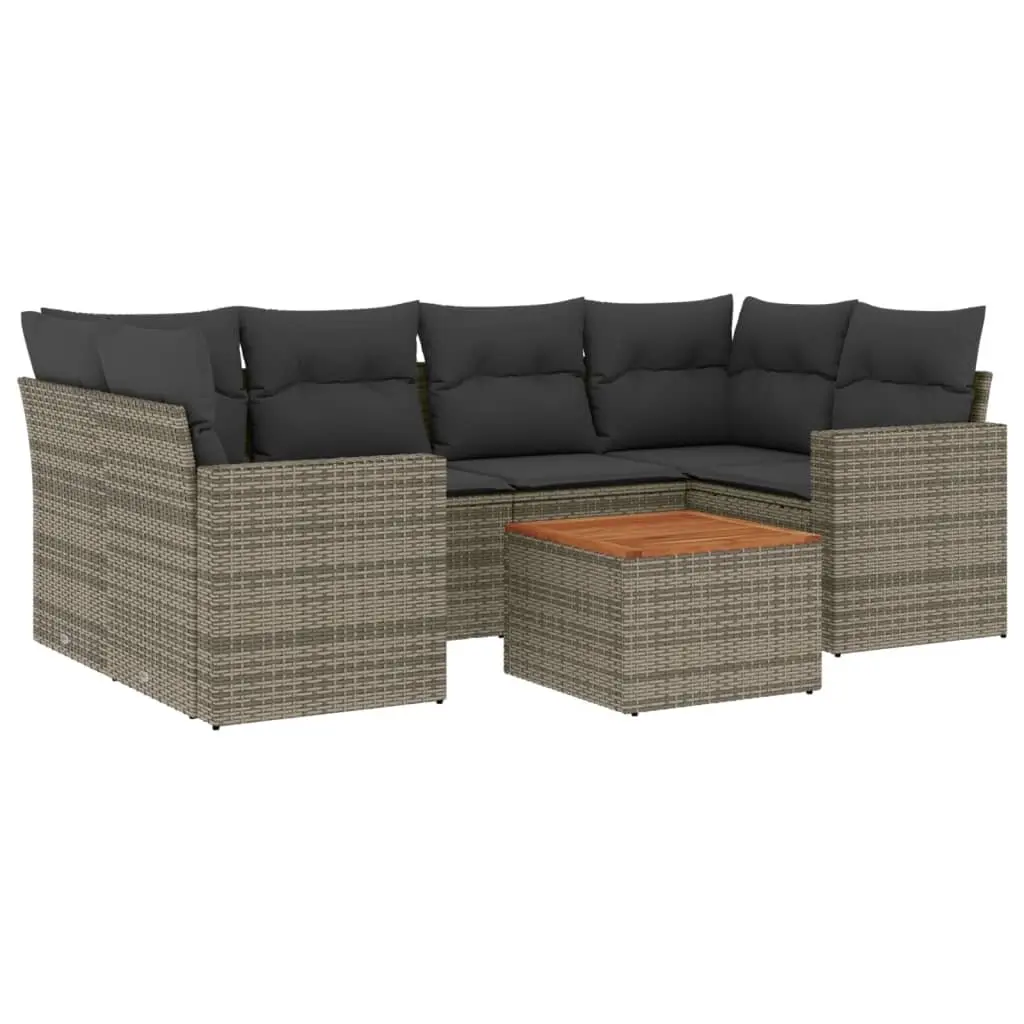 7 Piece Garden Sofa Set with Cushions Grey Outdoor Furniture Patio Sectional