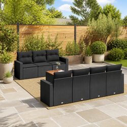 Garden Sofa Set 8 Piece Outdoor Furniture Patio Seating with Cushions Black