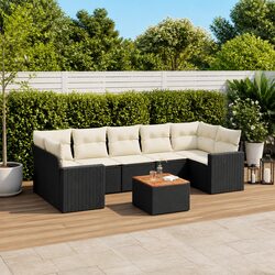Garden Sofa Set 8 Piece Outdoor Furniture Patio Black Rattan Modular Sectional