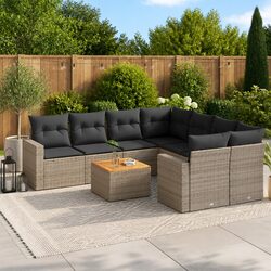 Garden Sofa Set 9 Piece Outdoor Furniture Patio Lounge Grey Modular Cushions
