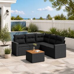 Garden Sofa Set 6 Piece Outdoor Furniture Patio Seating with Cushions Black